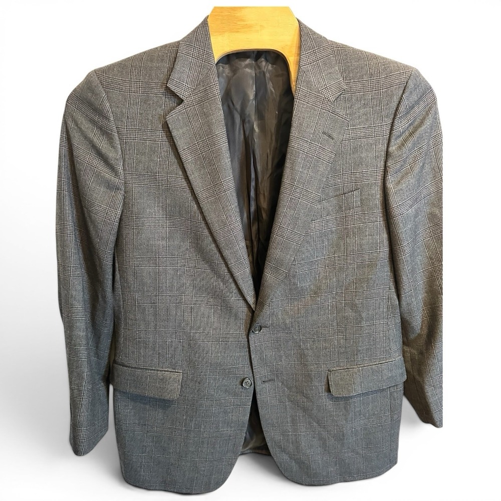 Brooks Brothers 346 Sport Coat 44L Plaid Wool Blazer Check Mens